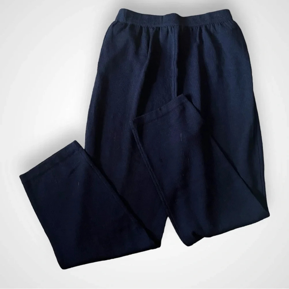 ST. JOHN COLLECTION BY MARIE GRAY Women's Navy Knit Wide Leg Pants Size 14 | EUC - Picture 3 of 10